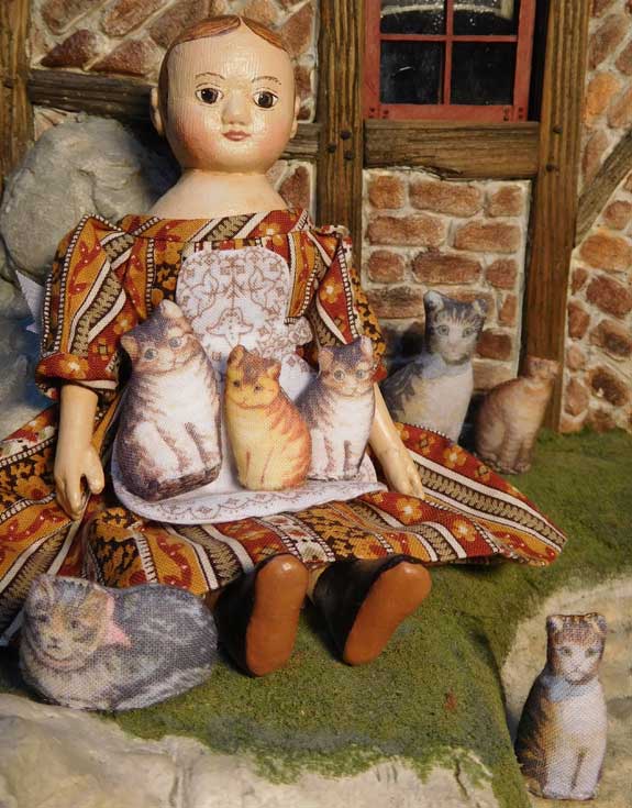 Izannah Walker Doll with Arnold Print Works Cats